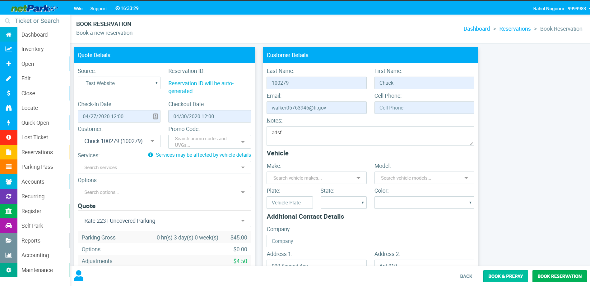 Creating a Reservation in netPark - netPark Software LLC. Knowledgebase