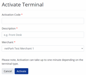nPPay Activate Terminal Screen