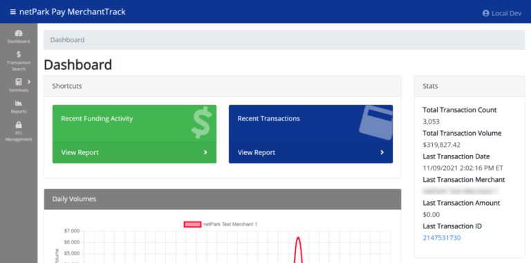 netPark Pay MerchantTrack Portal