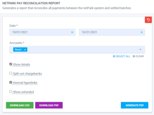netPark Pay Reconciliation Report
